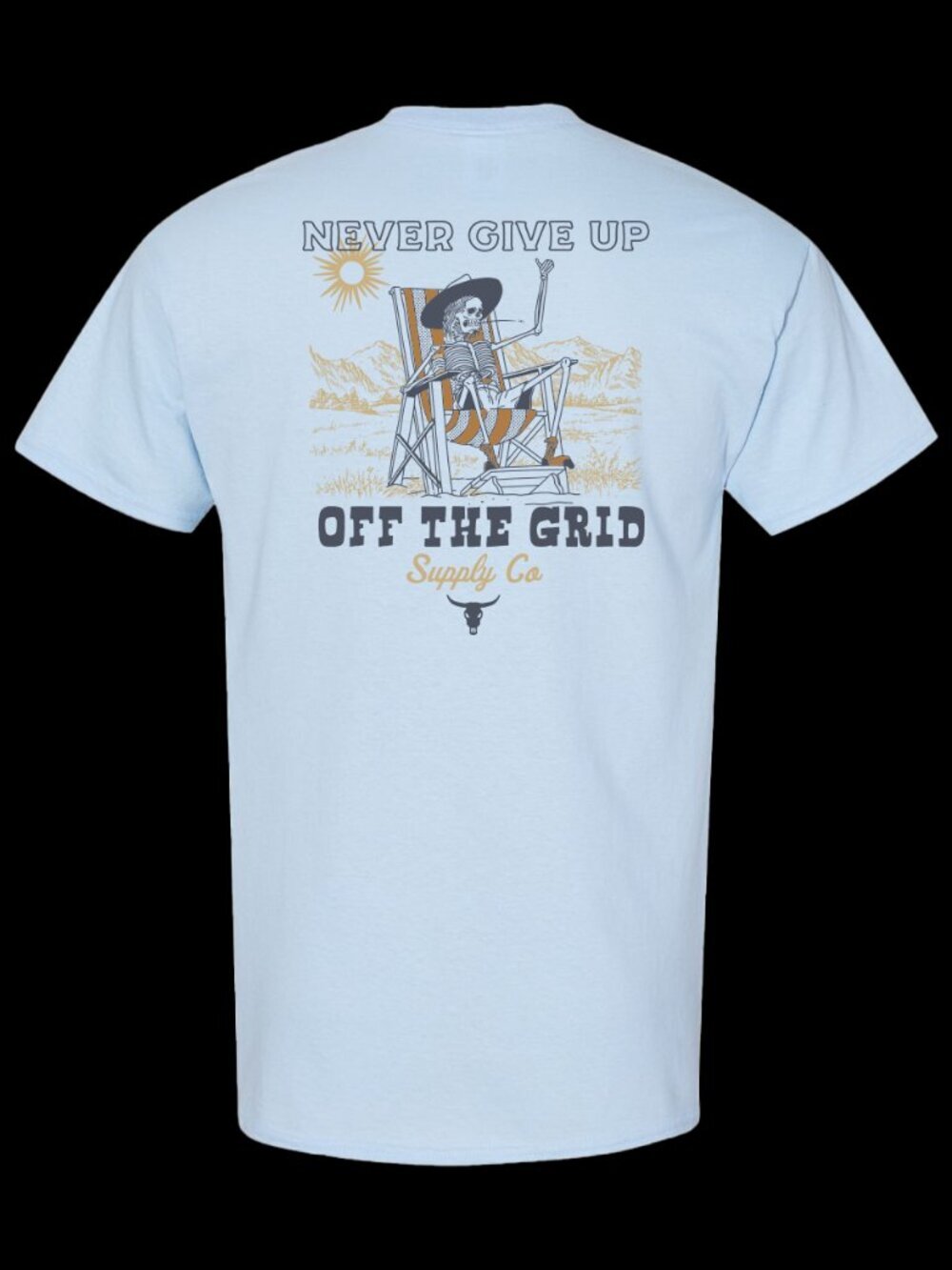 Off The Grid Surplus Never Give Up Tee - Light Blue